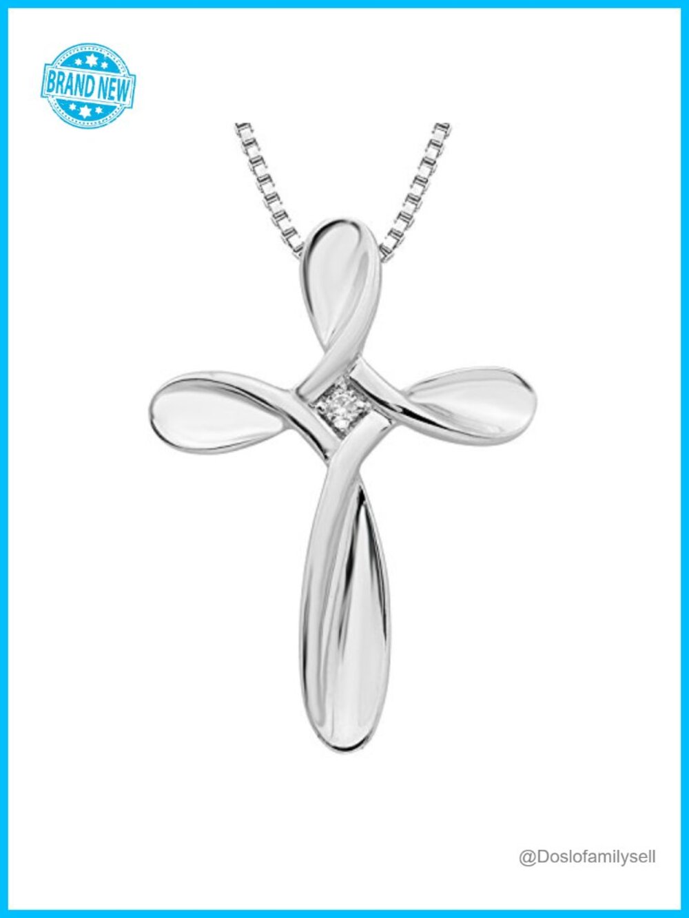 Sterling Silver Diamond Cross Pendant Necklace 18"